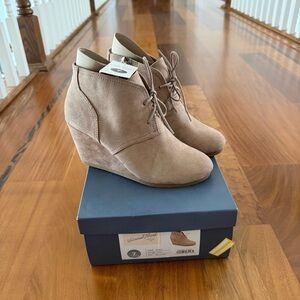 Wedge Ankle Boots in Taupe Suede - Women